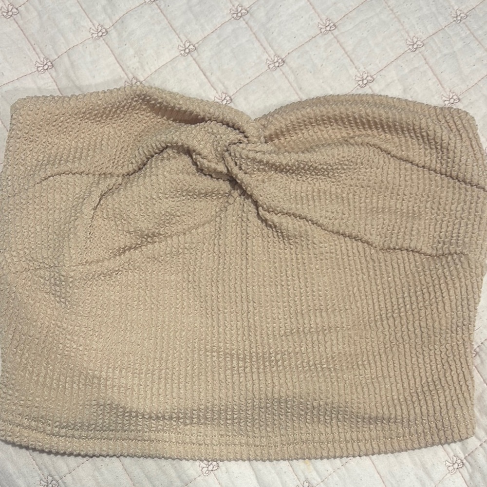 Beige Textured Tube Top